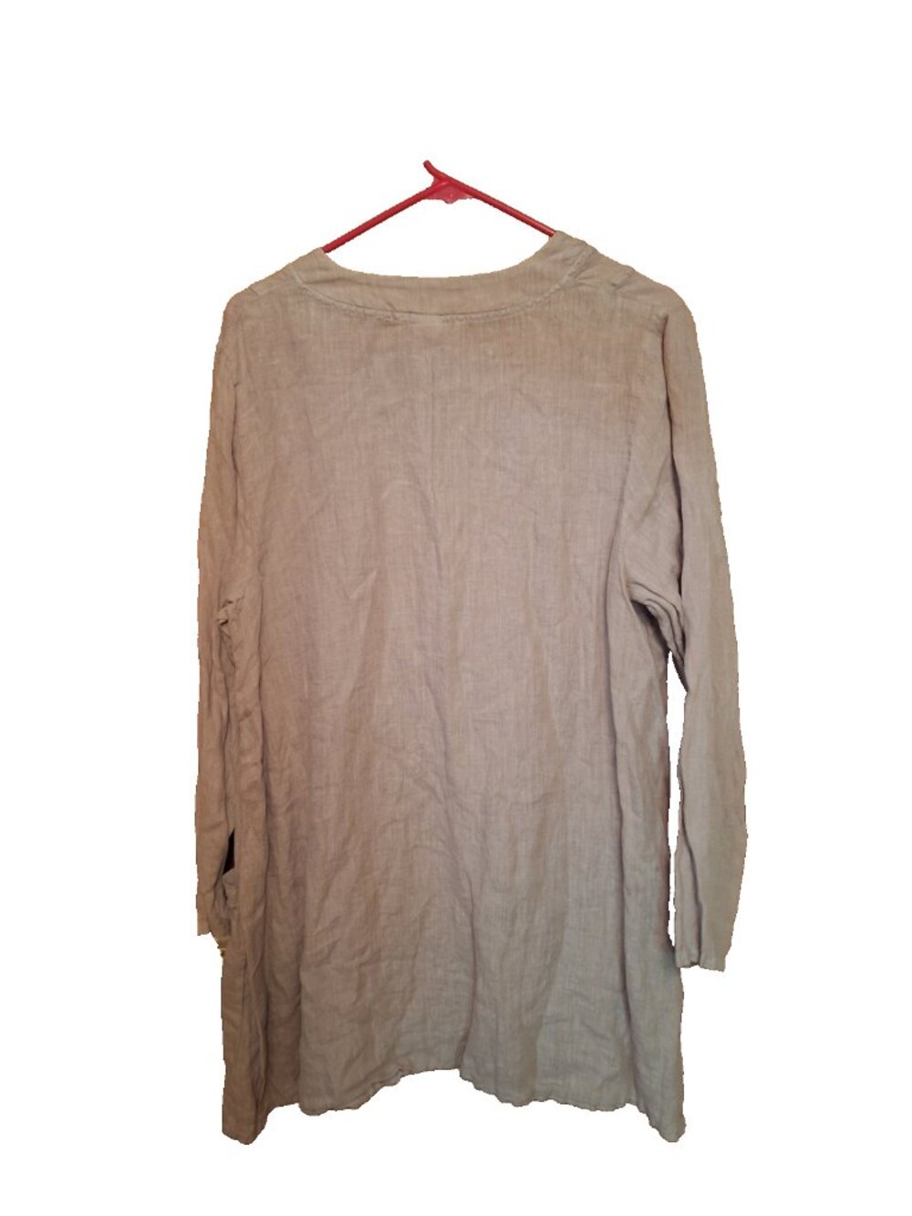 Match Point Button UP Blouse 100% Linen long Sleeve Pullover Boho Lagenlook USA - Picture 5 of 5